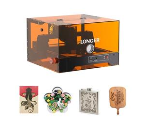 LONGER Graveur laser Ray5 miniS avec housse de protection, mini machine de gravure pour bois, cuir, acrylique, 5,5 W, projets de bricolage, zone de travail 130 x 120 mm