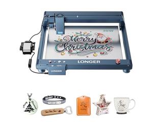 Longer Laser B1 20W - Graveur laser avec assistance d'air automatique, idéal pour travaux de bricolage sur bois, métal, papier, acrylique, verre et cuir, plan de travail 450 × 440 mm