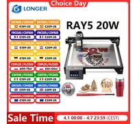 LONGER RAY5 20W graveur Laser écran tactile 32 bits jeu de puces WIFI 0.08*0.1mm Laser gravure par points Machine de découpe zone 375*375mm LONGER RAY5 20W
