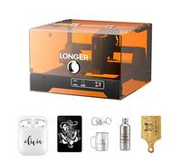 LONGER Ray5 miniS gravure laser, Machine de gravure et découpe laser CNC 5,5W classe 1 avec boîtier, Wi-Fi, arrêt d'urgence, pour bois, métal, acrylique et cuir, zone 130 × 120 mm