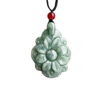 Longévité à la Main en jadéite Naturelle Pendentif Fleur Collier Jade Pendeur de Mode