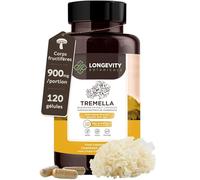 Longevity Botanicals Gélules d’extrait de Tremelle (120) | Concentré 10:1 | 100% corps fructifères | Tremella (Champignon neige) pour beauté peau, cheveux, ongles, articulations & cerveau