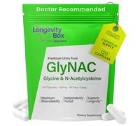 Longevity Box GlyNAC 1000 mg, glycine et NAC, complément 120 gélules végan