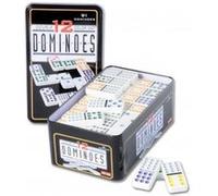 Longfield Games jeu de dominos double 12 en étain 91 pierres Blanc G