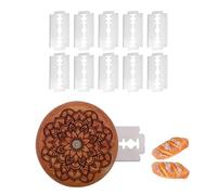 LONGHAO 1+10 pcs Couteau à Pain Rond,Lame a Pain,Couteau à Pain à Manche en Bois,Couteau à Pain,Pâte à Pain Lame,pour DIY Graver des Motifs de Pain Pâte et Bretzel Outil de Coupe