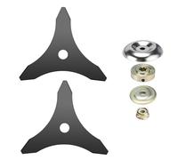 LONGHAO 2+1 pcs Lame Débroussailleuse 3 Dents Lame Débroussailleuse Kit Ecrou Tete Debroussailleuse Lame Débroussailleuse Universel,Diamètre du Trou 25.4 mm,pour Pelouses,Jardins (#1)