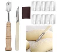 LONGHAO 2+10 pcs Boulanger à Pain,Lame A Pain,Couteau À Pain,Lame a Pain en Acier Carbone,Outil de Notation du Pain,avec 10 Acier Inoxydable Lames,pour DIY Graver des Motifs de Pain,Pâte (#2)