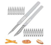 LONGHAO 2+20 pcs Boulanger à Pain,Lame A Pain,Couteau À Pain,Lame a Pain en Acier Carbone,Outil de Notation du Pain,avec 20 Acier Inoxydable Lames,pour DIY Graver des Motifs de Pain,Pâte (#1)