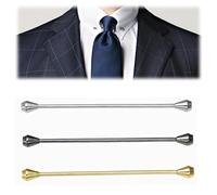 LONGHAO 2 pcs Col Bar Pins Bar Pin Set,Set Homme épingle de col costume,Cravate Col Pin,Pince à cravate classique en métal,pour la Saint Valentin,Anniversaire,Rendez-vous,Mariage (Argent 3)