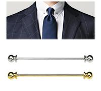 LONGHAO 2 pcs Col Bar Pins Bar Pin Set,Set Homme épingle de col costume,Cravate Col Pin,Pince à cravate classique en métal,pour la Saint Valentin,Anniversaire,Rendez-vous,Mariage (Argent/or)