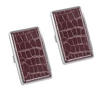 LONGHAO 2 pcs Étui à Cigarettes,Boite a Cigarette Slim,Étui à Cigarettes en Cuir en Métal,Boîte à Cigarette Métal pour Femme,Tenir 20 Bâtonnets Cigarettes,Pour Femmes Hommes (Brun)