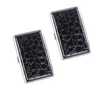 LONGHAO 2 pcs Étui à Cigarettes,Boite a Cigarette,Slim Étui à Cigarettes en Cuir en Métal,Boîte à Cigarette Métal pour Femme,Tenir 20 Bâtonnets,Pour Femmes Hommes (Noir 2)