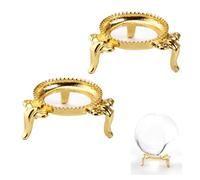 LONGHAO 2 Pcs, Support De Boule De Cristal, Base Métallique En Boule De Cristal, Adaptée Aux Boules En Cristal D'Un Diamètre (Or 2)
