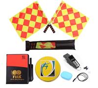 LONGHAO 4 pcs Kit Arbitre Football Cartes d'Arbitre de Football Sifflet Arbitre Cartes d'Arbitre Carte d'Arbitre Rouge et Jaune Drapeaux d'Arbitre,pour Le Jeu de Sport Scolaire (#2)