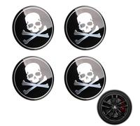 LONGHAO 4pcs Skull Hub Caps Cap Casquettes de moyeu de roue universels pour voiture, cache-moyeu 56 mm, tête de mort Punisher