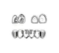 LONGHAO Lot de 2 grills de dents hip hop - Style hip-hop - Doré - Décoration - Avec 2 barres de moulage en silicone - Pour les fêtes de festival de musique - Rappeur hip-hop, 0, Métal, 0