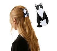 LONGHAO Pince à cheveux « Chat noir aux yeux verts » - Motif animal mignon - Barrette à cheveux en acrylique pour femme et fille - Pour tous les jours, fête et idée cadeau - Accessoire de cheveux