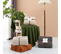 Longhui Bedding Couverture légère en Tricot torsadé 100% Coton Bio pour canapé, lit, Chambre de bébé, Rustique, Shabby Chic, Ferme Moderne, Gris, 129,5 x 160 cm, avec Sac de Lavage