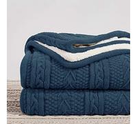 Longhui bedding Sherpa Couverture en Tricot Acrylique épais Doux et Confortable pour canapé, lit, Toutes Saisons, 127 x 160 cm, Bleu Sarcelle