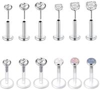 Longita 16g acier acrylique perforé chirurgical lèvre goujon 6mm sans filetage insert perforé labret tragus perçage spirale Bioflex lèvres fixateur perforé escargots boucles d'oreilles