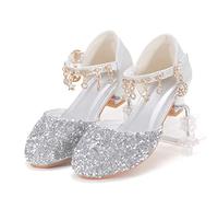 Longitudinalhorse Chaussures de princesse - Talons Cendrillon pour petites filles, Argenté, 16 EU