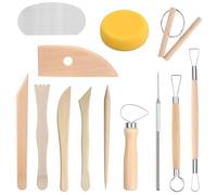 Longivia® 13 Outils de Modelage en Bois de Hêtre Naturel - Outils Sculpture Argile - Kie de Outils Poterie Enfant et Adult - pour Modélisation Air Dry Clay