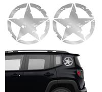 Longivia® 2 Unités Autocollant Militaire Etoile Argent Différentes Couleurs-Tailles 10 cm 15 cm 20 cm 25cm - PVC Stickers 4x4 Decoration Deco US Army Off Road pour Moto et Voiture Van