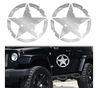 Longivia® 2 Unités Autocollant Militaire Etoile Argent Différentes Couleurs-Tailles 10 cm 15 cm 20 cm 25cm - PVC Stickers 4x4 Decoration Deco US Army Off Road pour Moto et Voiture Van