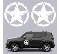 Longivia® 2 Unités Autocollant Militaire Etoile Blanc Différentes Couleurs-Tailles 10 cm 15 cm 20 cm 25cm - PVC Stickers 4x4 Decoration Deco US Army Off Road pour Moto et Voiture Van