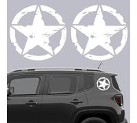 Longivia® 2 Unités Autocollant Militaire Etoile Blanc Différentes Couleurs-Tailles 10 cm 15 cm 20 cm 25cm - PVC Stickers 4x4 Decoration Deco US Army Off Road pour Moto et Voiture Van (Blanc 10cm)