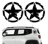 Longivia® 2 Unités Autocollant Militaire Etoile Noir Différentes Couleurs-Tailles 10 cm 15 cm 20 cm 25cm - PVC Stickers 4x4 Decoration Deco US Army Off Road pour Moto et Voiture Van