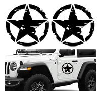 Longivia® 2 Unités Autocollant Militaire Etoile Noir Différentes Couleurs-Tailles 10 cm 15 cm 20 cm 25cm - PVC Stickers 4x4 Decoration Deco US Army Off Road pour Moto et Voiture Van (Noir 25cm)