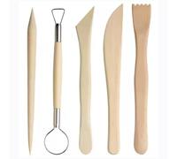 Longivia® 5 Outils de Modelage en Bois de Hêtre Naturel - Outils Sculpture Argile - Kie de Outils Poterie Enfant et Adult - pour Modélisation Air Dry Clay