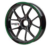 LONGIVIA ® Liseret de Jante Moto Vert Réfléchissantes Stickers Jante Scooter Mobylette Autocollant Kit complet pour Costumisation Deco Moto Vélo Voiture Roue de 15 à 19 pouces