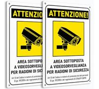 Longivia Lot de 2 panneaux de vidéosurveillance en aluminium, 30 cm x 20 cm, épaisseur 1 mm, avec adhésif et 4 trous, matériau pour extérieur et intérieur, conforme au RGPD pour caméras de