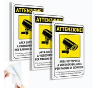 Longivia Lot de 3 panneaux de vidéosurveillance en PVC 30 cm x 20 cm, avec adhésif et 4 trous, pour extérieur et intérieur, conforme au RGPD pour caméras de vidéosurveillance