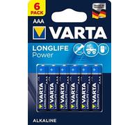 VARTA Piles AAA, lot de 6, Longlife Power, Alcalines, 1,5V, adaptées aux jouets, souris sans fil, lampes de poche, Made in Germany