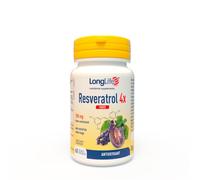 LongLife® Resveratrol 4x Forte | Trans-resvératrol pur (Veri-te™) et raisin rouge | Cœur et circulation | Jambes légères | 60 gélules | Végan et sans gluten
