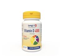 LongLife® Vitamin D 4000 | Haute teneur en vitamine D3 naturelle | 4 mois d’utilisation | Défenses immunitaires, santé des os et des dents | Métabolisme du calcium | Sans gluten et végétarien