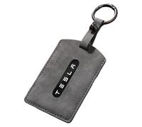 LONGLOUO Porte-clé pour Tesla en cuir de chamois gris, compatible avec Tesla Model 3/Y/X/S