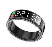 LONGLU Bague Intelligente pour Femmes Hommes avec Écran LED, Bague De Fitness avec Fréquence Cardiaque/Sommeil/Sport/Classe 5ATM Étanche, Tracker De Santé pour iPhone & Android (Noir, 8)
