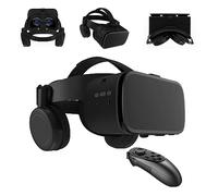 LONGLU Casque de réalité virtuelle pour téléphone, casque de réalité virtuelle avec télécommande, lunettes vidéo 3D mobiles pour films et jeux, compatibles avec iPhone et téléphones Android (noir)