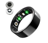 LONGLU Smart Ring pour Hommes Femmes, Bague Tracker de Fitness avec Fréquence Cardiaque/Oxygène Sanguin/Sommeil/Sport/Étanche IP68, Tracker de Santé pour iPhone & Android (Noir, 12)