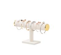 LongMen Organisateur de bijoux, support pour bracelets à vendre, organisateur de bracelets pour femmes, fournitures pour affaires de bijoux (velours beige, couvercle en métal doré)