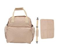 LONGONGAN Sac à Langer Pliable pour Bébé, Grand Sac à Couches avec Compartiments Multiples, Tissu Oxford Imperméable, Matelas à Langer Portable Inclus pour Voyages et Usage Quotidien (Beige)