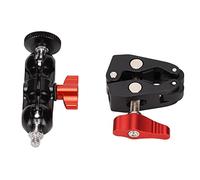 LONGONGAN Support de Serrage Super C avec Double tête, Pince en Y en Aluminium résistant, Double Bras panoramique/inclinable pour flashs DSLR C, Comprend 1/4 Pouces et 3/8 Pouces