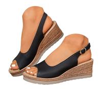 Longra Chaussures Orthopedic Été Compensées Femme Simple Confortables Sandale à Semelle Souple Confort Chic Randonnée Chaussure Femme Bout Ouvert Chaussures Confortables Pour Marche Vacances (40)