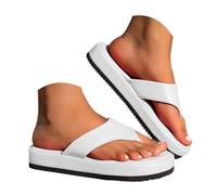 Longra Tongs Femme À Semelle Épaisse Chic Pantoufle Vintage été Élégantes Sandale Respirant Pantoufles Tendance Et Chic Légères Mules Simple Extérieur Chaussure pour Plage Usage Quotidien (White, 36)