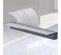 LONGRUNNEW Fontaine De Piscine, Cascade Bassin Exterieur en Acrylique 90cm De Long, Lame D’Eau Largeur 20cm, Cascade Piscine Hors Sol avec Accessoires pour La Décoration D'étang, Patio,Jardin