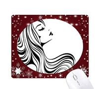 longs cheveux bouclés lady silhouette magnifique tapis de souris en hiver flocon de neige